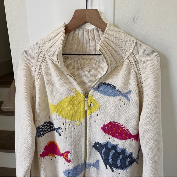 NWT Anthropologie Pilcro Fish Icon Zip-Up Sweater - Picture 6 of 11